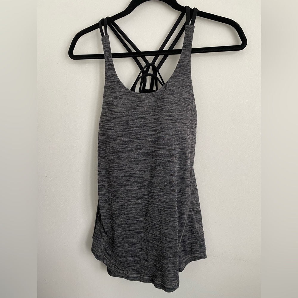 Lululemon Moment To Movement Strappy 2-In-1 Tank Top • Heathered Black • US 4